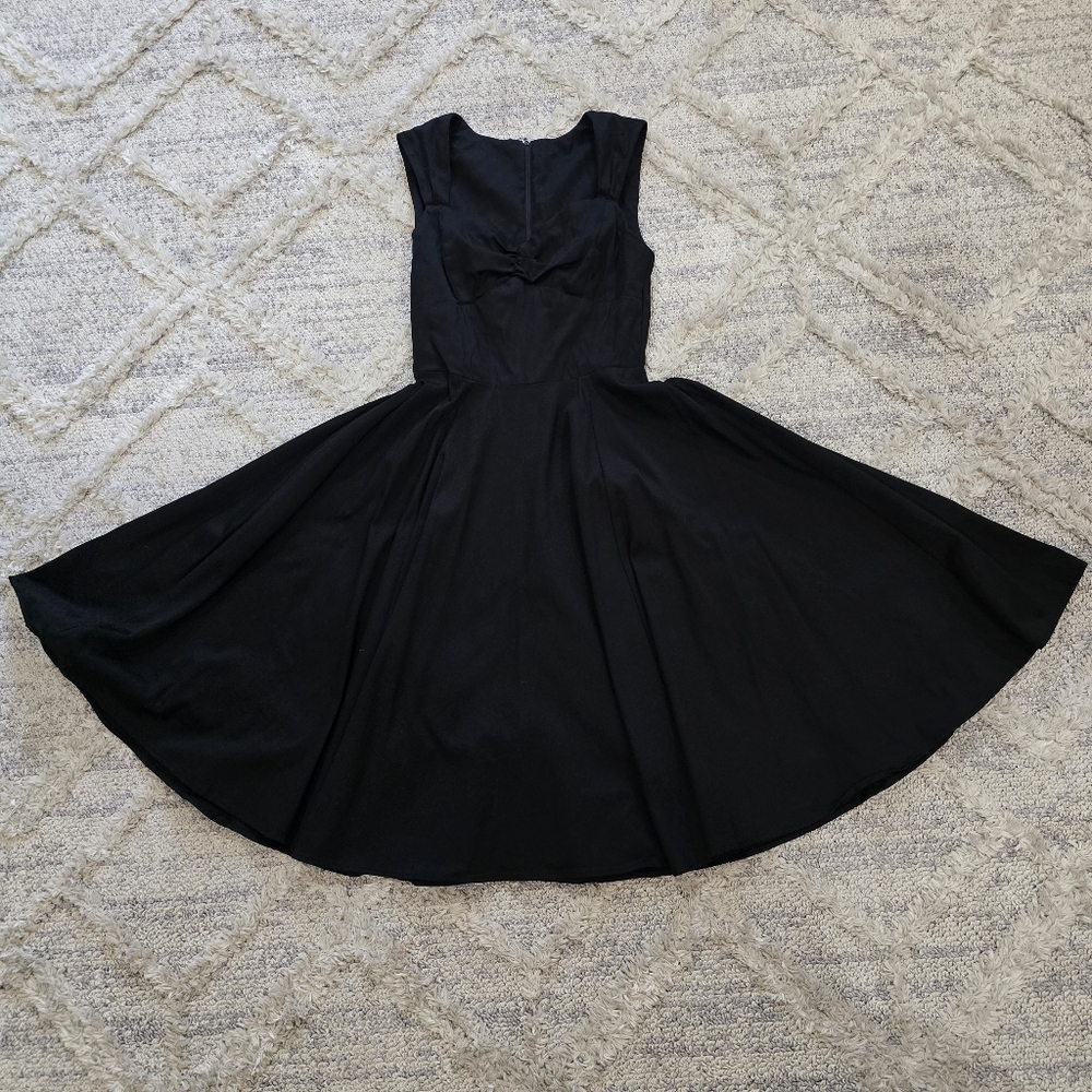 Cotton Ixia Women's Dress Sz Small Fit & Flare Black Knee Length Pockets Stretch